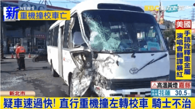 驚悚畫面曝光!重機撞上校車小巴 騎士噴飛重傷不治 驚悚畫面曝光!重機撞上校車小巴 騎士噴飛重傷不治