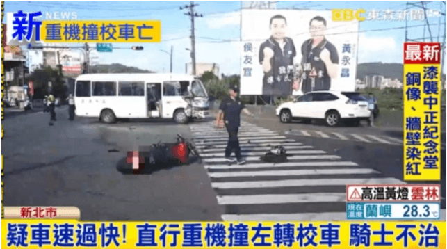 驚悚畫面曝光!重機撞上校車小巴 騎士噴飛重傷不治 驚悚畫面曝光!重機撞上校車小巴 騎士噴飛重傷不治